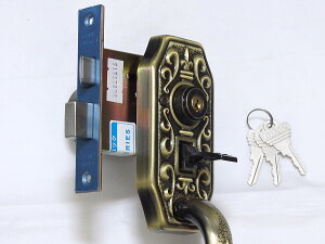 ゴール サムラッチハンドル錠S-CT-5 NIC #71 CAP 64x30アンティックブラス仕上(5円玉色)室内側握り玉仕様☆☆GOAL ゴール☆サムラッチハンドル錠 アンティック錠 装飾錠 CT☆GOAL ゴール☆☆ 玄関 ド