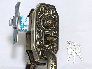 ゴール サムラッチハンドル錠S-GT-5 NIC #71 64x40アンティックブラス仕上(5円玉色)室内側サムラッチハンドル仕様☆☆GOAL ゴール☆サムラッチハンドル錠 アンティック錠 装飾錠 GT☆GOAL ゴール☆