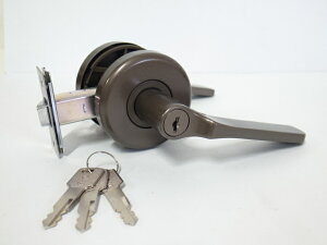 GIA かんたん取替レバーハンドル 308-ML-B-5060丸座鍵付錠 ブロンズ色バックセット50・60ミリ切替式☆☆GIA ギア☆308-ML☆ギア GIA☆☆ 玄関 ドア 扉 修理 補修 交換 部品 パーツ