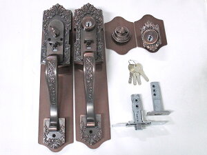 コダイ装飾錠 ツーロック取替錠 GB色(924509GB)NFシリンダー ディンプルキー4本付バックセット60ミリ☆☆古代 コダイ KODAI☆装飾錠 ツーロック☆古代 コダイ KODAI☆☆ 玄関 ドア 扉 修理 補修 交