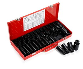 インパクトレンチソケットセット 35個 1/2 12.7mm 六角 ディープ ビット ショート ボックス レンチ 35個セット