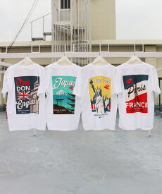 PIGEON TRAVEL T-SHIRTS ピジョントラベルTシャツ バックプリント 旅 白T 半袖 Le Pigeon Voyageur 夏 レジャー NEW YORK PARIS LONDON JAPAN 世界 プレゼント ギフト アウトドア フレンチワーク 夏服 海