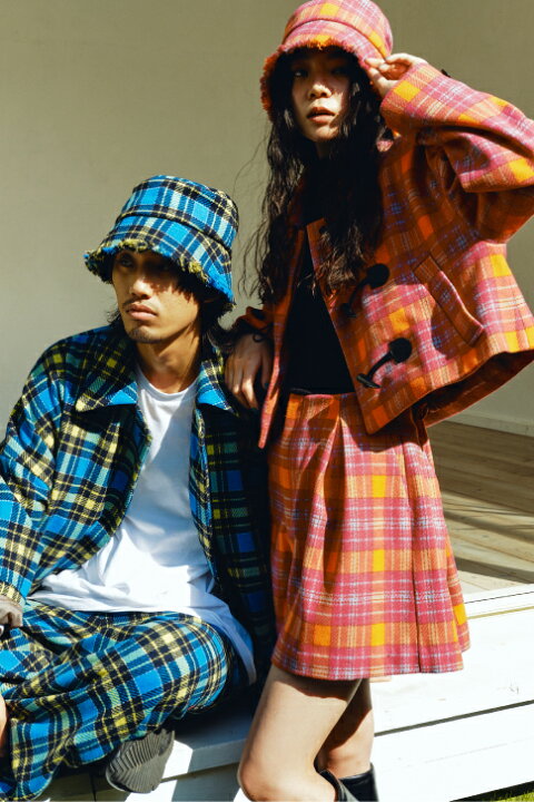 楽天市場】ショートダッフルチェックコート moyan ecri チェック  