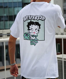 moyan×Betty Boop collaborration T-shirts ベティちゃん コラボ ラブボム ハート柄 モヤンエクリ バックプリント ピンク 白 ベージュ ブラック
