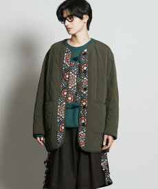 REVERSIBLE QUILT BLOUSON リバーシブル キルト ブルゾン モヤンエクリ moyan ecri ユニセックス アウター 総柄 アフリカ ナイジェリア 寄付 花 ビッグシルエット ポケット付き