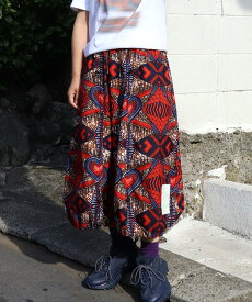 AFRICA REVERSIBLE DREWSTRING SKIRT アフリカ リバーシブル ドロストコード スカート モヤンエクリ moyan ecri レディース 総柄 派手 可愛い ナイジェリア 寄付 花 無地 ハート アシンメトリー
