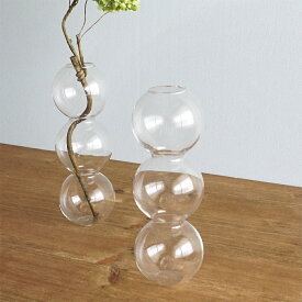 花器 花瓶 バブルベース 3連 高さ16.5cm 1個 花立 ガラス フラワーベース シンプル 透明 クリア 韓国 かわいい おしゃれ