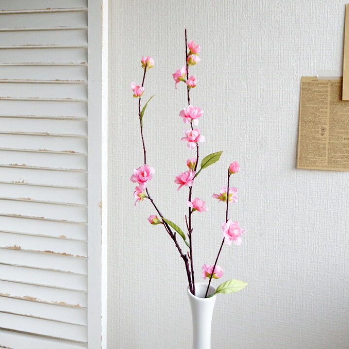 楽天市場 桃の花 造花 かれん 桃 枝 ピンク 1本 もも ひな祭り 雛祭り 桃の節句 ギフト プレゼント アレンジメント パーツ インテリア 飾り 素材 花 花束 シンプル ナチュラル フェイク ピンク ホワイト 春 和風 枝もの リポーズジョイ