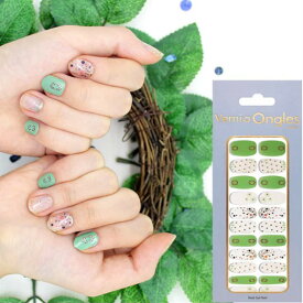 グリーンネイル　ドット柄ネイル　みどり　緑　ミドリ　ネイルV69　シールネイル　貼るタイプネイル　使い捨てネイル　ネイルかわいい　簡単 セルフ キット 硬化 硬め 初心者 貼って固める シンプル おすすめ ランキング ジェルネイルセット　送料無料
