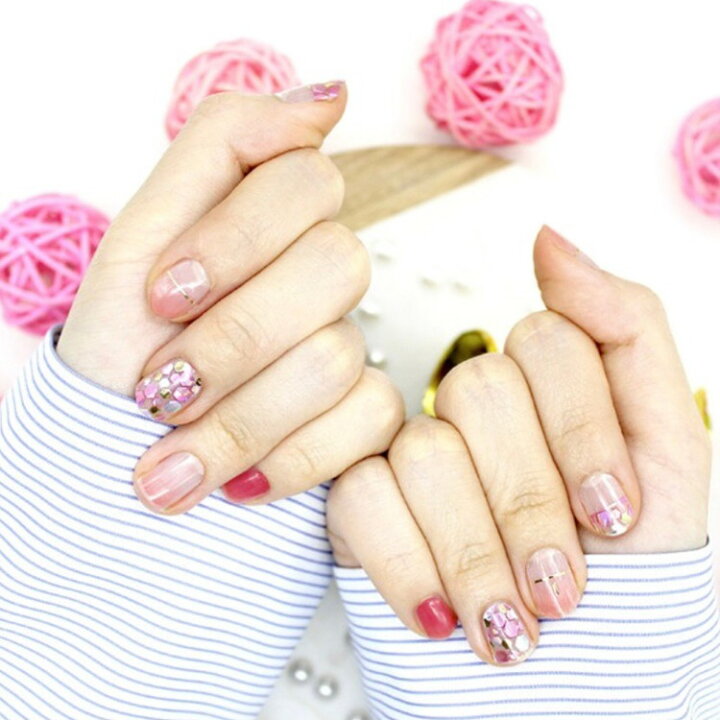 ネイルv90 シールネイル ネイルかわいい 貼るタイプネイル セルフ 簡単 使い捨てネイル キット