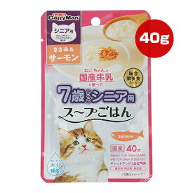 ねこちゃんの国産牛乳を使った7歳からのシニア用スープごはん ささみ＆サーモン 40g ドギーマンハヤシ ▼a ペット フード 猫 キャット ウェット パウチ 国産