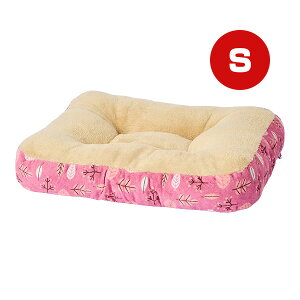 もこもこスクエアクッション S リーフレッド ボンビアルコン ▼g ペット グッズ 犬 ドッグ 猫 キャット フラット すべり止め 秋冬