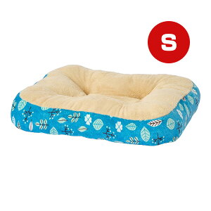 もこもこスクエアクッション S リーフブルー ボンビアルコン ▼g ペット グッズ 犬 ドッグ 猫 キャット フラット すべり止め 秋冬