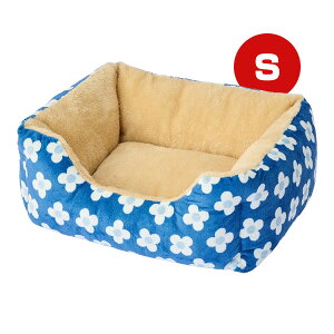もこもこカドラーベッド S フラワーブルー ボンビアルコン ▼g ペット グッズ 犬 ドッグ 猫 キャット まくら アゴのせ 秋冬