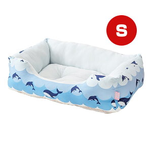SMILE スクエアベッド オーシャン柄 S エースプロダクツ ▼g ペット グッズ 犬 ドッグ 猫 キャット 春夏
