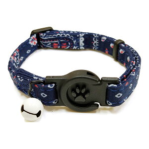 ペイズリー キャット ネイビー 岡野製作所 ▼a ペット グッズ 猫 キャット アクセサリー 首輪 カラー ゆうパケット