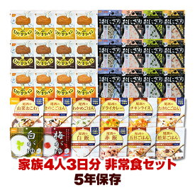 非常食セット 36食分 家族4人 3日分 アルファ米 ひだまりパン 携帯おにぎり 尾西食品 5年保存 防災グッズ 送料無料