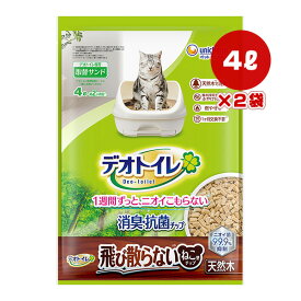 デオトイレ 消臭・抗菌チップ 天然木 飛び散らない ねこ型チップ 4L×2袋 ユニチャーム ▼a ペット グッズ 猫 キャット トイレ 猫砂 取替サンド 日本製