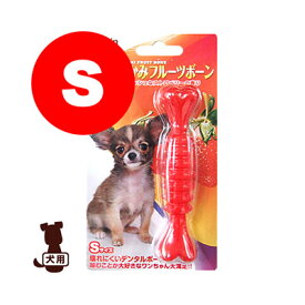 かみかみフルーツボーン Sサイズ ストロベリー スーパーキャット▼a ペット グッズ ドッグ 犬 おもちゃ デンタルケア 骨型