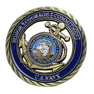 チャレンジコイン 紋章 アメリカ海軍省 記念メダル Challenge Coin 記念コイン 米軍 DoN U.S.NAVY 亜鉛合金 彫刻 円形 透明ケース付き ミリタリーメダル ミリタリーコイン