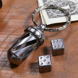 LION STEEL キーホルダー どんぐり型 サイコロ2個付き [ ステンレス ] エイコーンダイス さいころ 賽子 ダイス dice キーリングホルダー キーリング キーチェーン 金属製キーホルダー メタルキーホルダー メタルキーリング メタルキーチェーン メタル鍵ホルダー