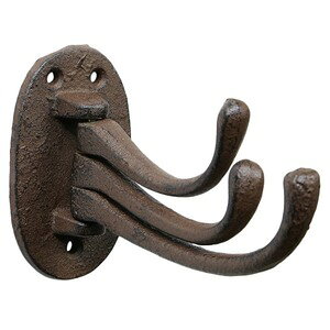 アイアンフック 壁掛け アンティーク風 3フック可動式 可動式フック 金属フック 楕円形台座 レトロ インテリア 180度可動 3連フック 壁掛けフック S字フック 生活雑貨 ブリキ看板 通販 販売