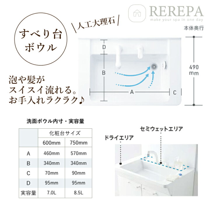 楽天市場】TOTO 化粧台 Vシリーズ 間口 600mm エコミラー 一面鏡 基本 