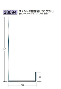 浴室天井・壁材 湯らっくす 共通部材 ステンレス結露受け30 穴なし 3m ステンレス製 ヘア−ライン 厚み0.8mm 創建 38094 お届け先が法人様限定です