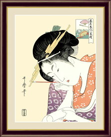 絵画 アート額絵 喜多川歌麿 扇屋花扇 42×34cm
