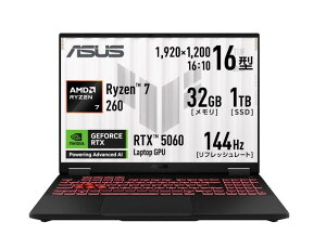 �y�V�i�zASUS TUF Gaming A16 FA608UMI-R7R5060S �Q�[�~���O�m�[�gPC 16�^ Ryzen 7 260 RTX 5060 ������32GB SSD 1TB Windows 11 Home �C�F�[�K�[�O���[
