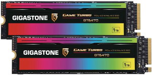 GIGASTONE M.2 SSD 1TB (2�p�b�N) Gen4 PCIe NVMe 4.0x4 ����SSD M.2 2280 �Q�[������ �V�^ PS5 / PS5����m�F�ς� �ǎ��ő�7,000MB/s �m�[�g�p�\�R���ƃf�X�N�g�b�v�p�\�R�� �ɑΉ� ���ϋv3D NAND SLC�L���b�V�� ��