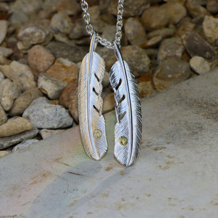 TADY & KING タディアンドキング 特大 SVフェザーペンダント GPロング  