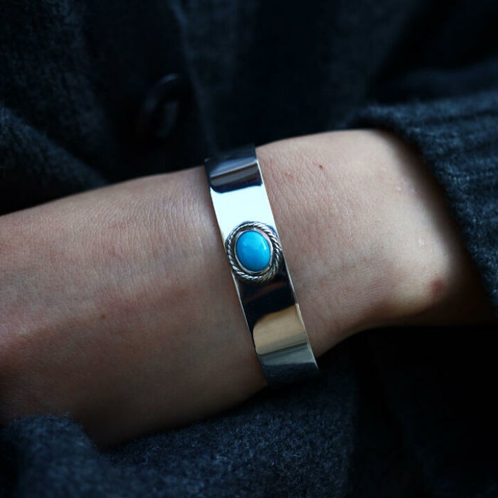 楽天市場】平打ちバングルSV 銀縄ターコイズ S,M,Lサイズ 【タディ  