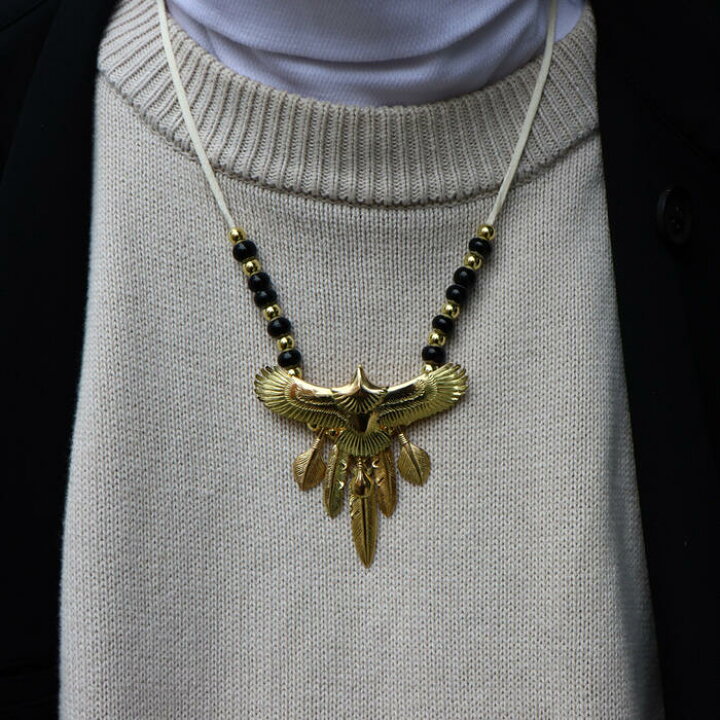 楽天市場】中イーグル全金 tady&king フェザー ネックレス メンズ  