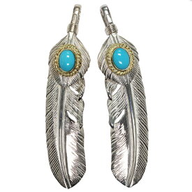 TADY&KING特大ハートSVフェザー金縄ターコイズ