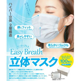 【本日限定大特価！】呼吸のしやすい！イージーブレス二層構造立体マスク　100枚セット【1枚あたり15円（税抜）】