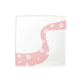 桜流し 15.5cm 正角皿 和食器 角皿 食器 四角い皿【リゾラボ】ピンク 白