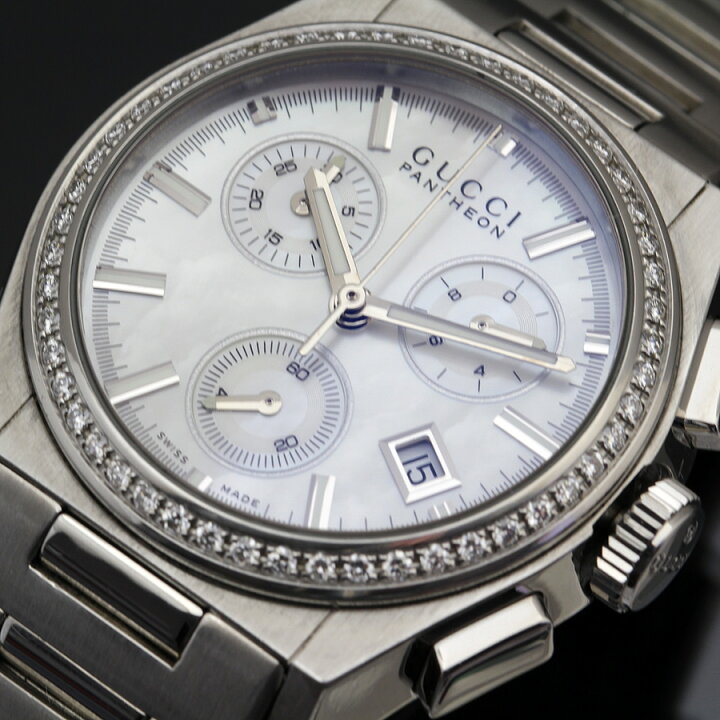 楽天市場】美品 グッチ GUCCI ダイヤ時計 パンテオンデイト クロノ  