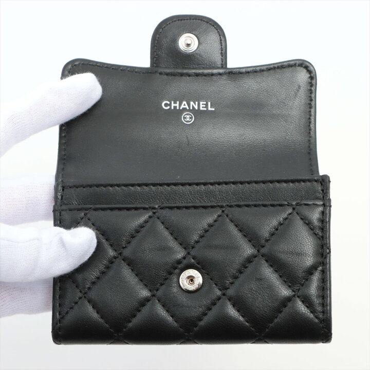 楽天市場】美品 シャネル CHANEL マトラッセ ラムスキン 黒 ラウンド 