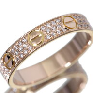 美品 カルティエ Cartier ミニラブリング 3列 アフターダイヤモンド 750PG　約15号 ♯55【中古】11304