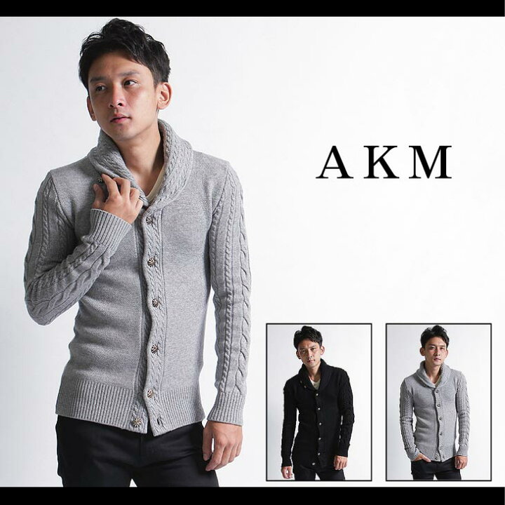 楽天市場】【AKM】cashwool/concho cable shawl cardigan knit 