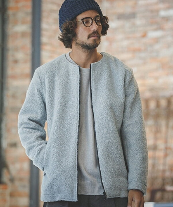 楽天市場】【ANGENEHM(アンゲネーム)】No Collar Boa Zip up Jacket 