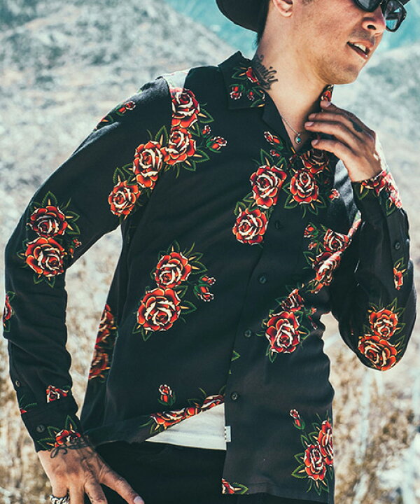 楽天市場】【CRIMIE(クライミー)】ROSE ALOHA LONG SHIRT ROSEアロハ 