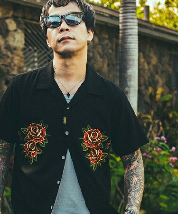 楽天市場】【CRIMIE(クライミー)】OPEN COLLAR ROSE SHIRT シャツ(CR01 