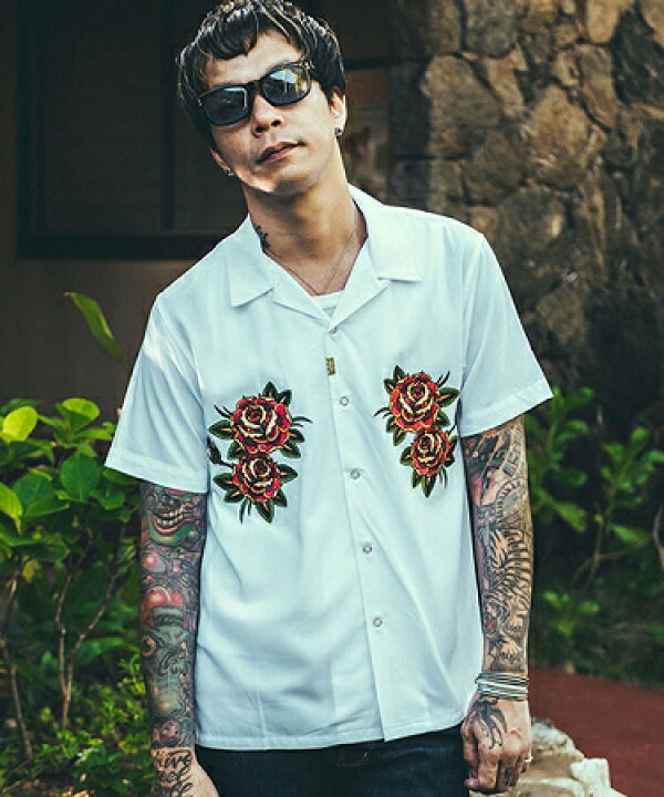 楽天市場】【CRIMIE(クライミー)】OPEN COLLAR ROSE SHIRT シャツ(CR01 