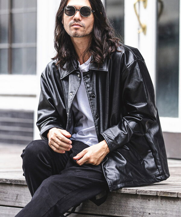 楽天市場】【CAMBIO(カンビオ)】Eco Leather Over size Coach Jacket 