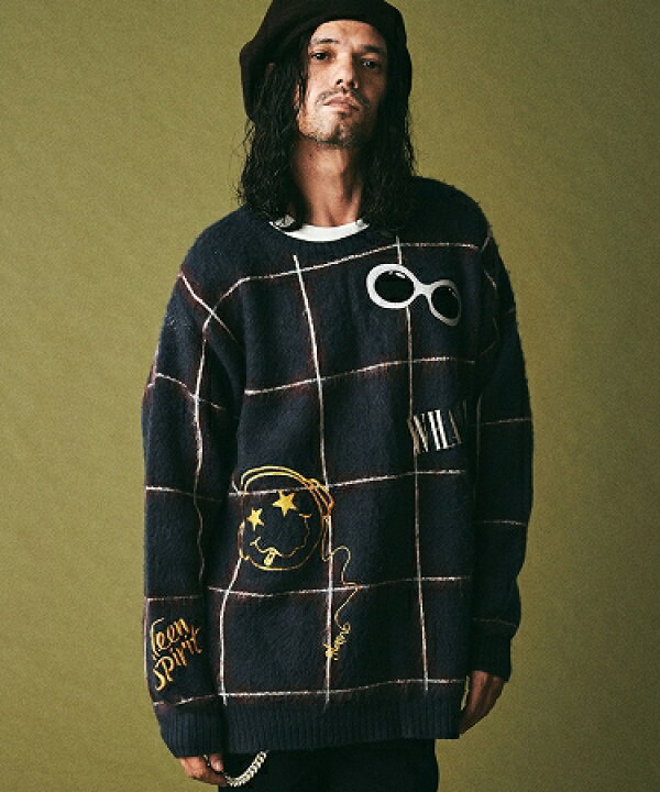 楽天市場】【glamb(グラム)】Grunge Emblem knit グランジエンブレム 