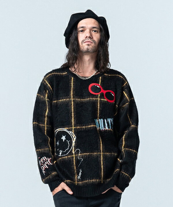 楽天市場】【glamb(グラム)】Grunge Emblem knit グランジエンブレム 