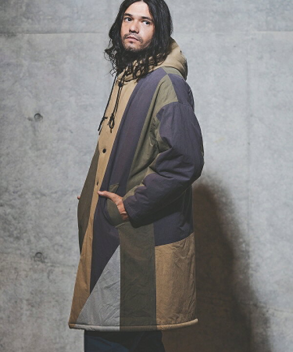 楽天市場】【GLIMCLAP(グリムクラップ)】Patchwork design hoodie coat  