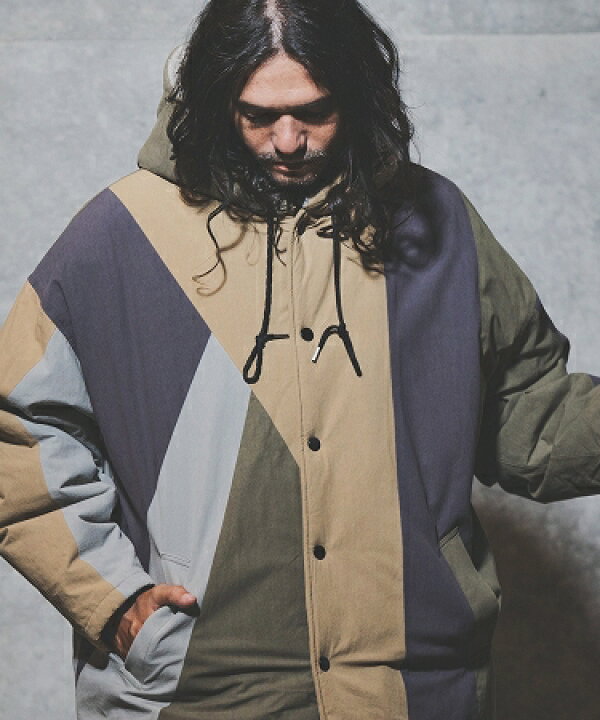楽天市場】【GLIMCLAP(グリムクラップ)】Patchwork design hoodie coat  